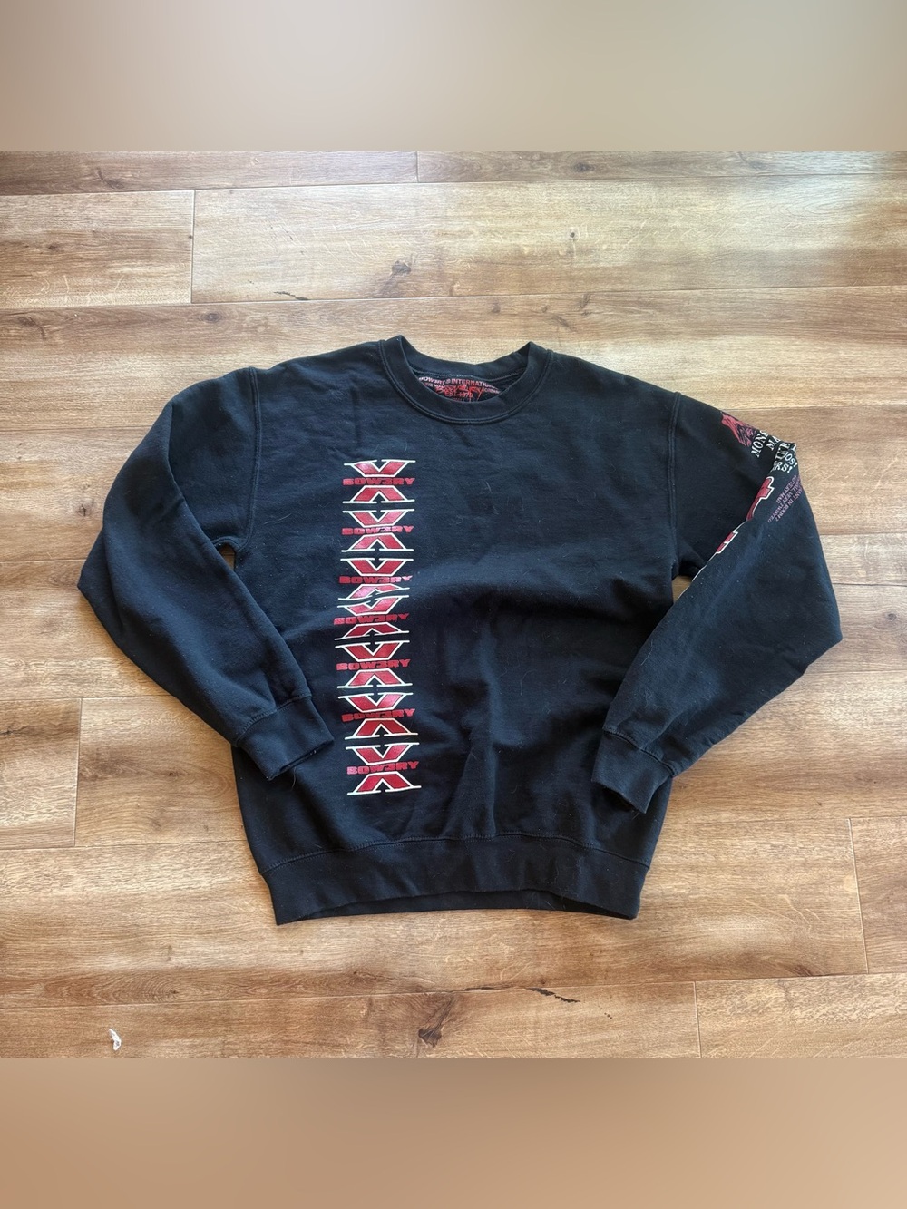 Men's Black Crewneck Sweatshirt with Red Graphic Dollskill